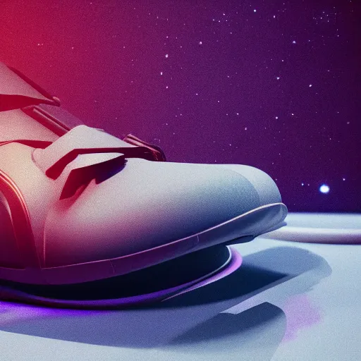 Image similar to a shoe floating in space, trending on artstation, octane render