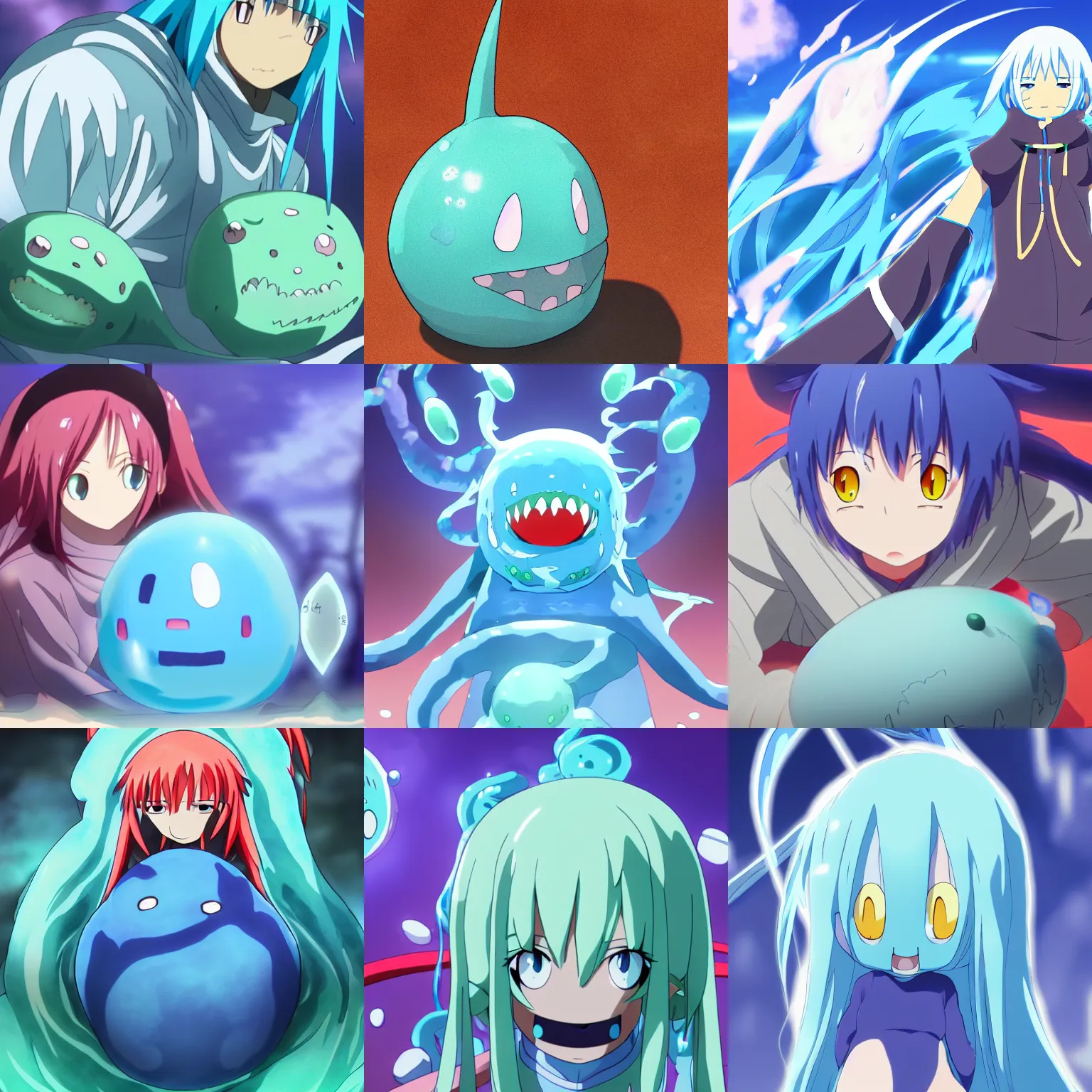 Prompt: rimuru in reincarnated as a slime, anatomically correct, absurd res, 4 k, realistic light and shadows, illustration