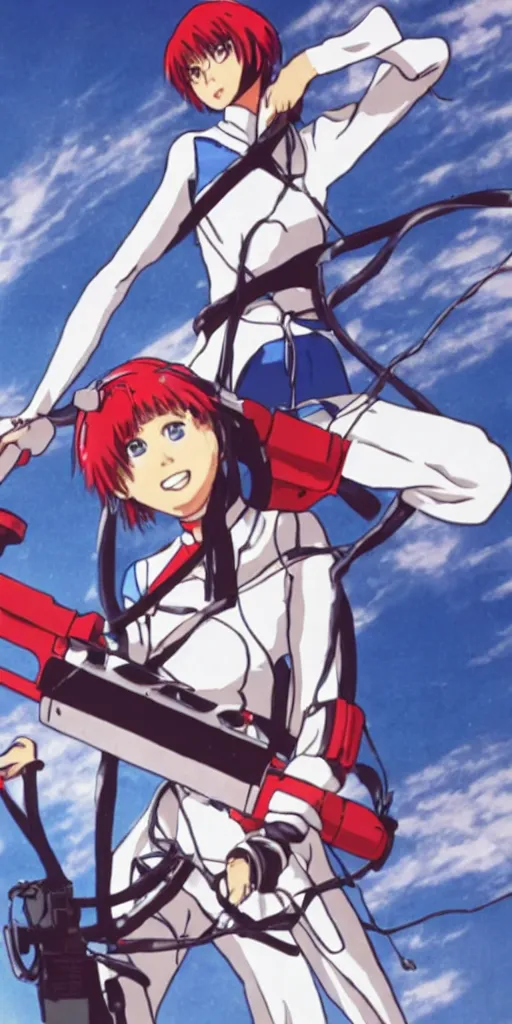 Image similar to A photo of Ayanami Rei from Neon Genesis Evangelion holding a chainsaw