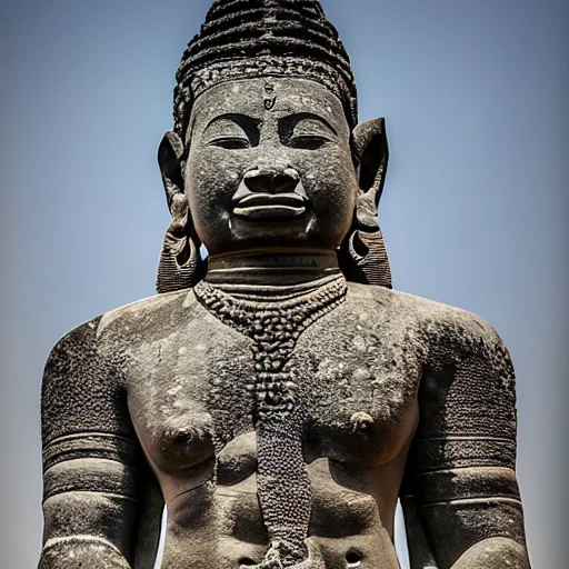 Image similar to angkor thon, asuras, giant, right profile, photorealistic, photography hight quality, sharp, stones, award winning photography, canon, thierry rouzier