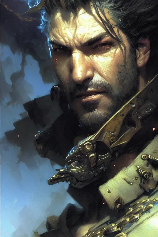 Image similar to extreme close up baron rivendare portrait dnd, painting by gaston bussiere, craig mullins, greg rutkowski, yoji shinkawa