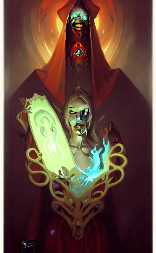 Image similar to portrait of the necromancer by peter mohrbacher