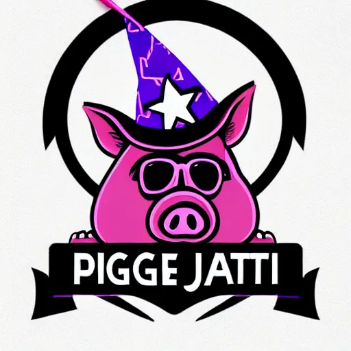 Image similar to digital art logo, pig with wizard hat, by James Jean and by artgerm , ultradetailed, trending on artstation,