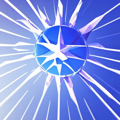 Image similar to 3 d render of a star in front of a white background, star centered in the center of the picture