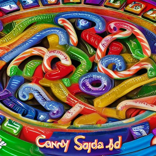 Image similar to candy Land board game by h.r. Giger, product photo, colorful, detailed, 4k