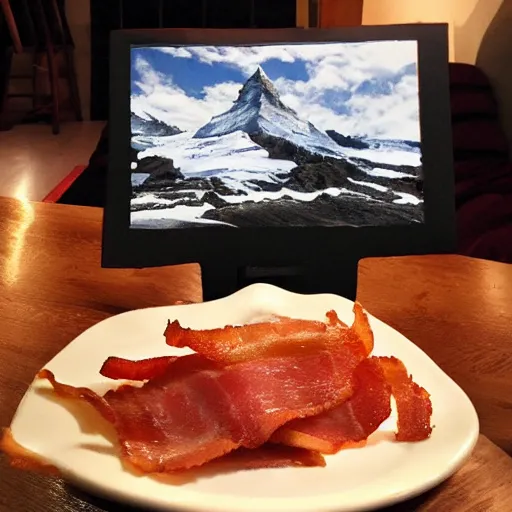 Image similar to matterhorn made in bacon