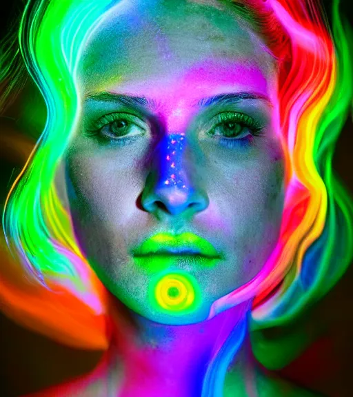 Image similar to lightpainting luminescent portrait, diffuse luminescent lightpainting, intricate wiccan rainbow lightpainting, elegant light, highly detailed zen prisms, lifelike, fully photorealistic, artstation, luminescent beautiful concept art, smoothened, sharp luminescent focus, sharp art by john collier, michael bosanko