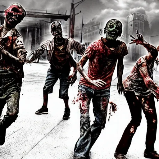 Image similar to zombies crumping in a post - apocalyptic dystopian city