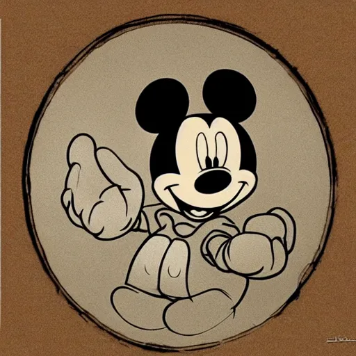Prompt: mickey mouse by leonardo da vinci