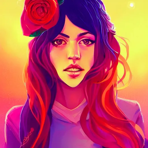 Image similar to beautiful charming goddess of sunshine and roses, inspired by stephanie beatriz and ruby rose, character art portrait, deviantart artstation, by alena aenami, by michael whelan, behance hd, bokeh