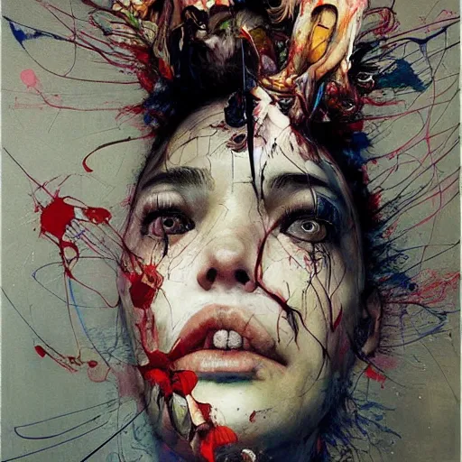 Image similar to virtual reality dreaming, in the style of adrian ghenie, esao andrews, jenny saville,, surrealism, dark art by james jean, takato yamamoto