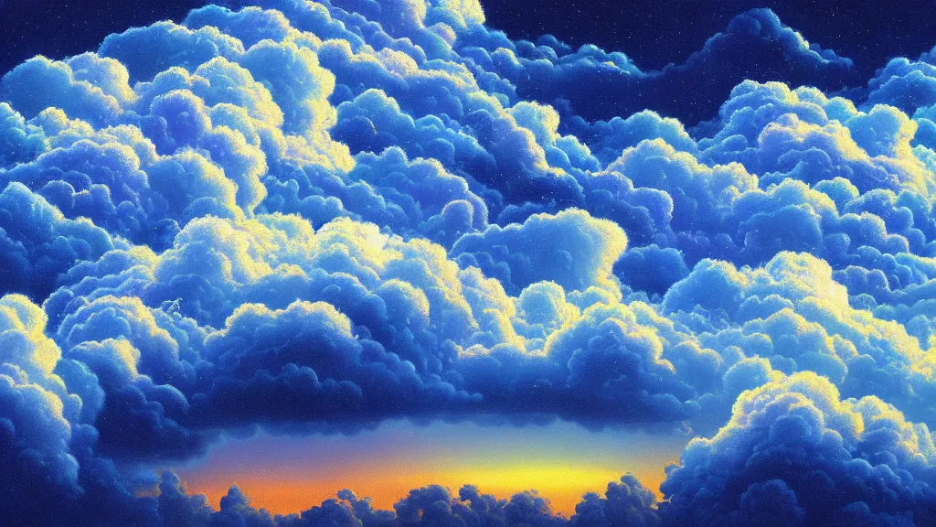 Prompt: highly detailed painting of the sky with cummulonimbus clouds by michael divine, 4 k resolution
