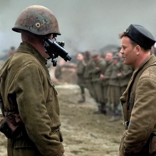 Prompt: Christopher Nolan Directing saving private Ryan 2