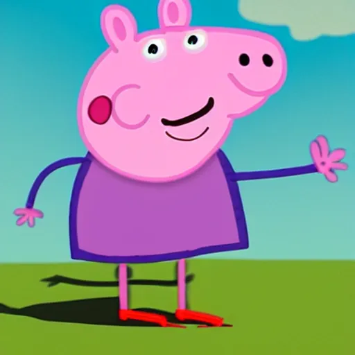 Image similar to peppa the pig as full modified cyborg.