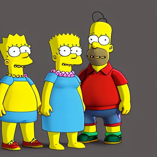 Image similar to christina hendricks as the simpsons characters, 3 d render, blender,