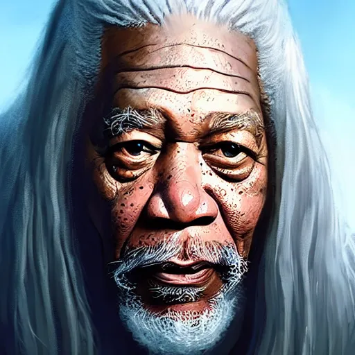 Image similar to morgan freeman starring as gandalf in lord of the rings, made by stanley artgerm lau, wlop, rossdraws, artstation, cgsociety, concept art, cgsociety, octane render, trending on artstation, artstationhd, artstationhq, unreal engine, 4 k, 8 k