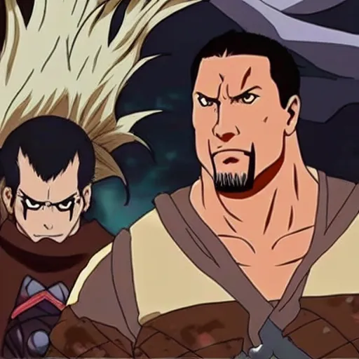 Image similar to Dwayne Johnson in Demon Slayer anime