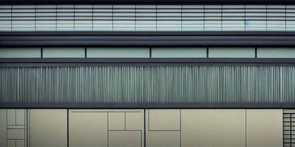 Prompt: close up front view of a japanese building facade with signs on it, dramatic lighting, a screenshot from the anime film by Makoto Shinkai