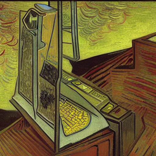 Prompt: painting of computer recursion by van gogh and mc escher, hyperdetailed