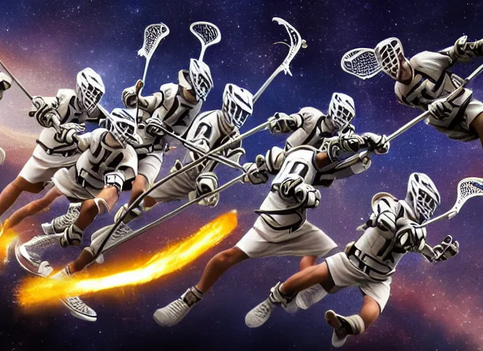 Prompt: lacrosse team chitauri, playing intergalactic championship, in space, highly detailed, 8k, intricate, award winning.