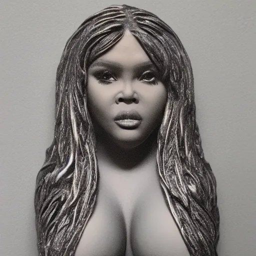 Image similar to medium - shot realistic lil kim rapper, full body, walking, rough, handmade, fingerprints on clay, masterpiece, artistic, museum, highly detailed, hq, by adam beane