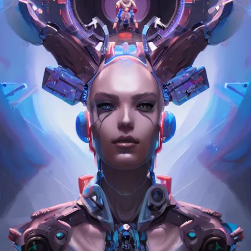 Prompt: a portrait of a beautiful cybernetic seraphim, cyberpunk concept art by pete mohrbacher and wlop and artgerm and josan gonzales, digital art, highly detailed, intricate, sci-fi, sharp focus, Trending on Artstation HQ, deviantart, unreal engine 5, 4K UHD image