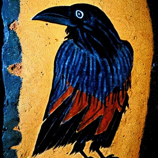 Image similar to raven - shaman, prehistoric cave painting