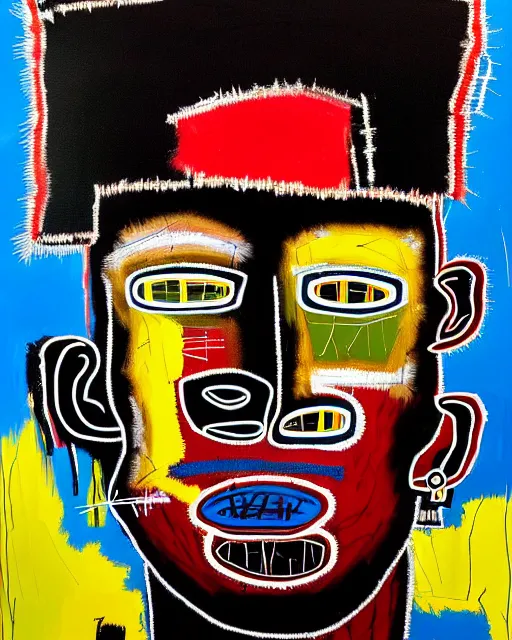 Image similar to A extremely ultra highly detailed majestic hi-res beautiful immaculate head and shoulders award winning painting stunning portrait masterpiece of the face of a strong black african man by Jean-Michel Basquiat, 8k, high textures, ultra hyper sharp, insanely detailed and intricate, super detailed, 8k HDR ultra high quality