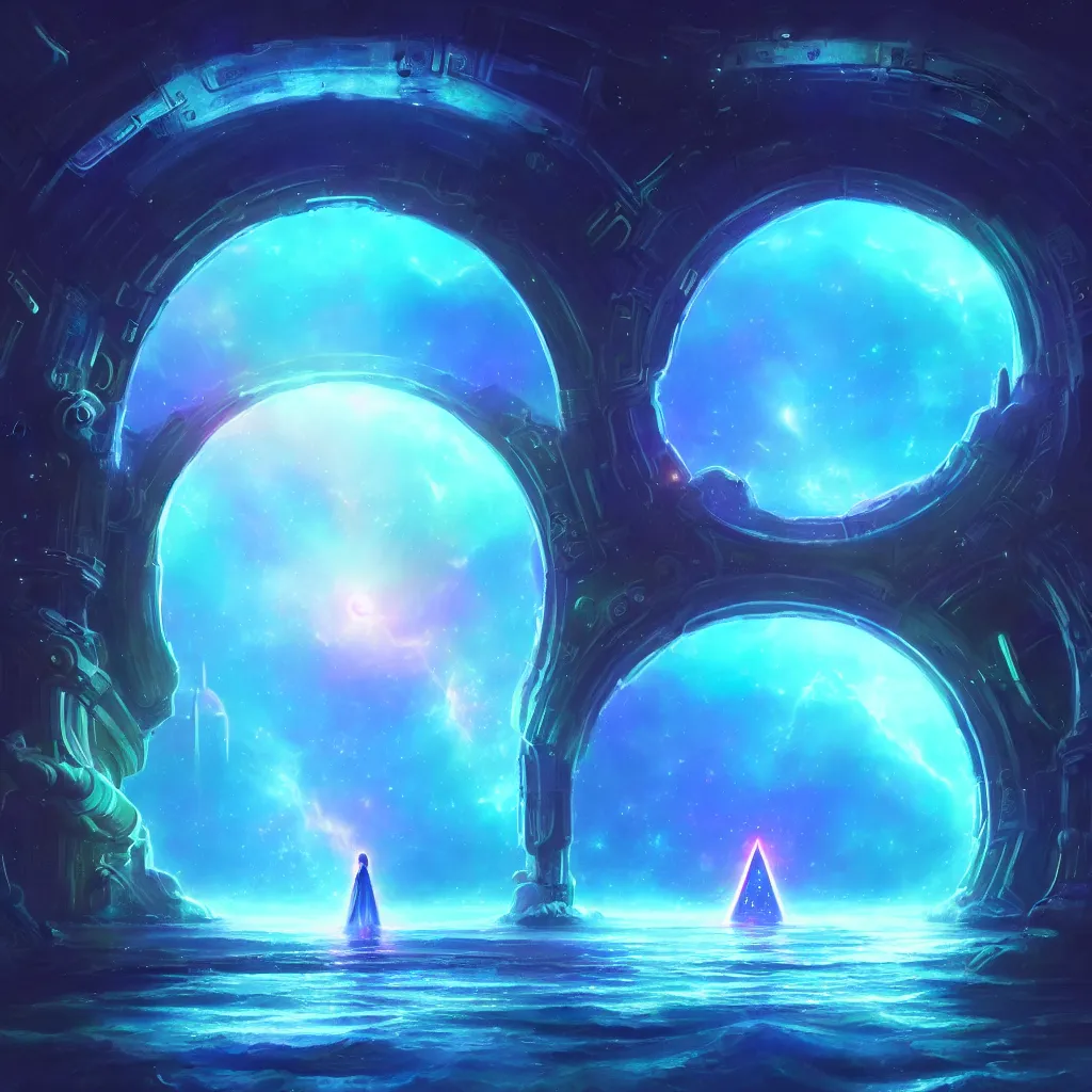 theater stage, fantasy portal round gate, star sky | Stable Diffusion