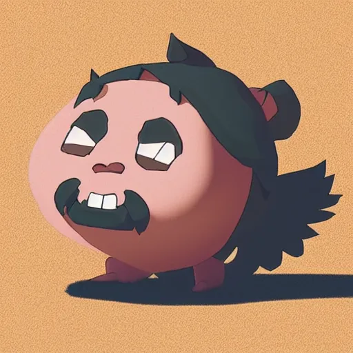 Image similar to “ cute small happy kawaii chibi boulder troll with a mustache, studio ghibli, 9 0 s, 4 k, digital art, octane render, transparent background ”