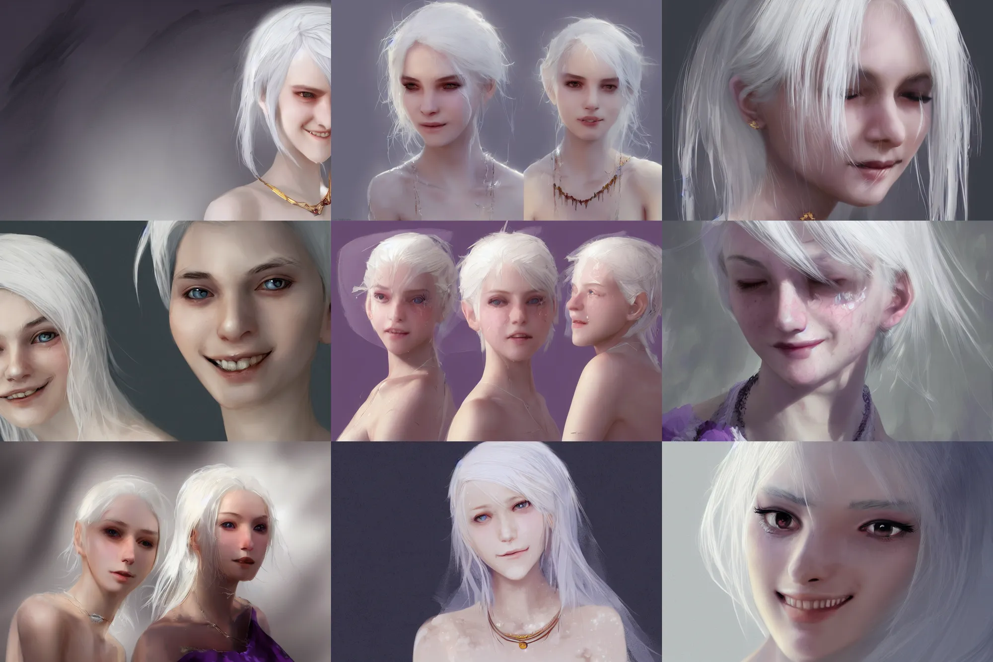 white hair, shoulder-long straight, fragile girl, | Stable Diffusion ...