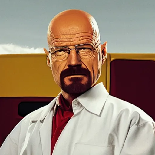 Prompt: walter white with a yolk head