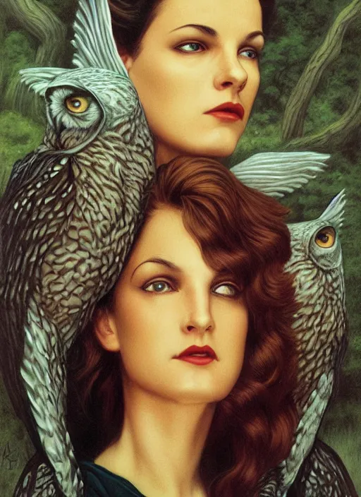 Image similar to twin peaks poster art, by michael whelan, rossetti bouguereau, artgerm, retro, nostalgic, old fashioned, 1 9 8 0 s teen horror novel cover, book, dale cooper, kyle mclaughlin, large owl wings wrap around dale cooper