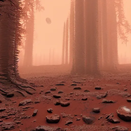 Prompt: a forest on a mars landscape