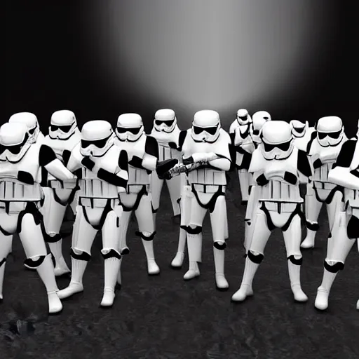 Prompt: army of storm troopers with Darth Vader highly detailed digital art