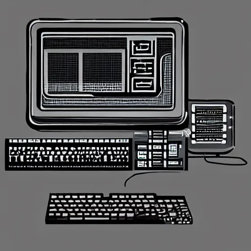 Image similar to Concept art of a retro cyberpunk computer terminal