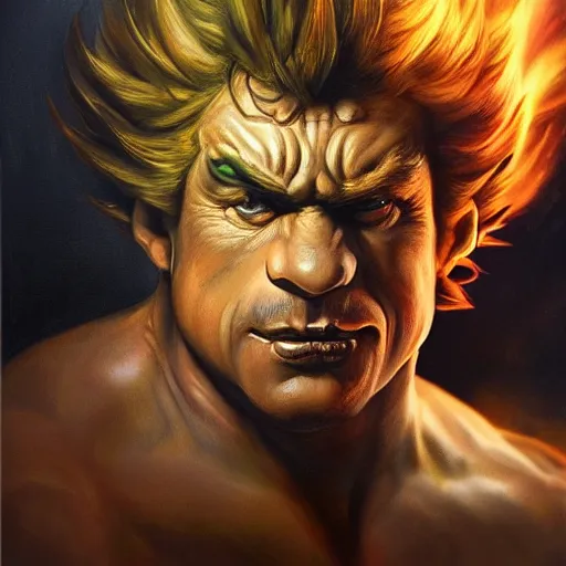 Image similar to An ultra realistic portrait painting of Bowser in the style of Frank Frazetta, 4k, Ultra realistic, Highly Detailed, Dark Fantasy, Epic Lighting