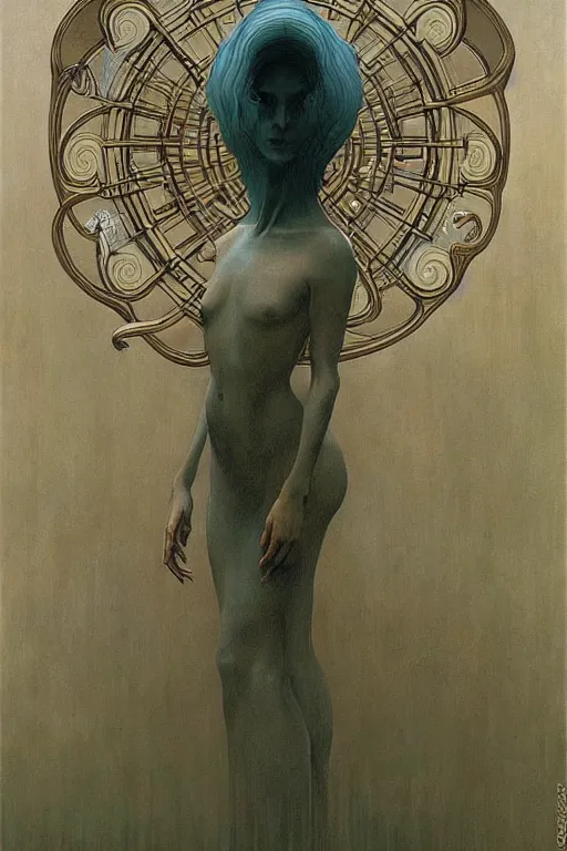 Image similar to art nouveau by zdzisław beksinski, greg rutkowski, maxim verehin