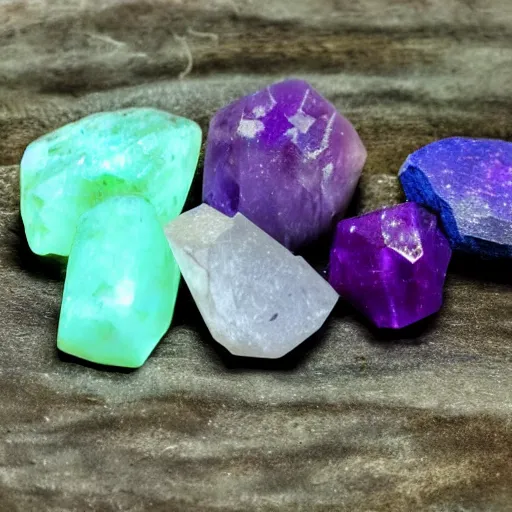 Image similar to raw gemstone glowing in magick powers, a dark eeerie setting, witchcraft levels