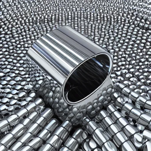 Prompt: huge chrome cylinder box unfolding itself digital art hyper detailed