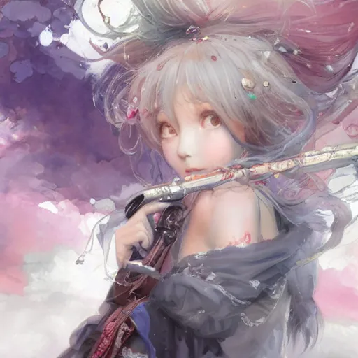 Image similar to dynamic composition, motion, ultra-detailed, incredibly detailed, a lot of details, amazing fine details and brush strokes, colorful and grayish palette, smooth, HD semirealistic anime CG concept art digital painting, watercolor oil painting of a young C-Pop idol girl, by a Chinese artist at ArtStation, by Huang Guangjian, Fenghua Zhong, Ruan Jia, Xin Jin and Wei Chang. Realistic artwork of a Chinese videogame, gradients, gentle an harmonic grayish colors.