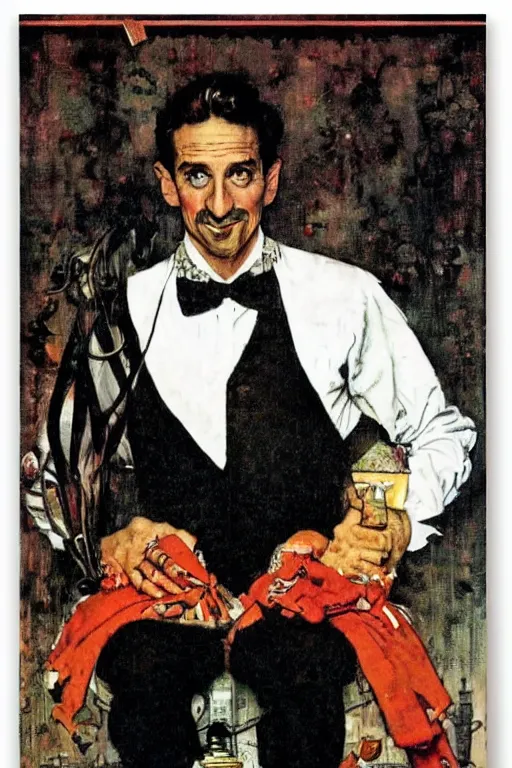 Image similar to magician pepo capel portrait by norman rockwell, 1900s magiacian poster style