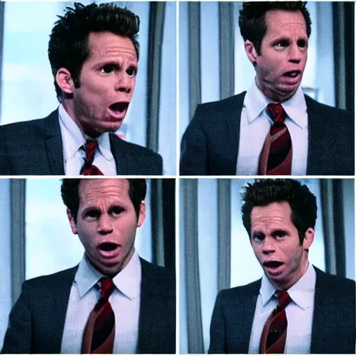 Prompt: dennis reynolds the golden god, untethered and his rage knowing no bounds