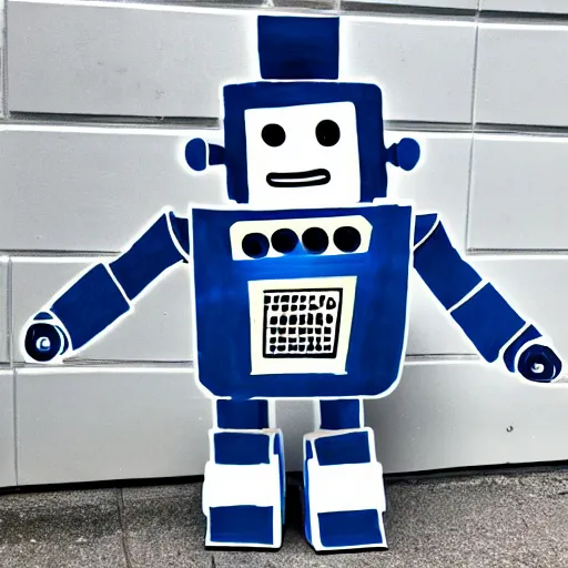 Image similar to robot named kuz, blue tones, squarisg