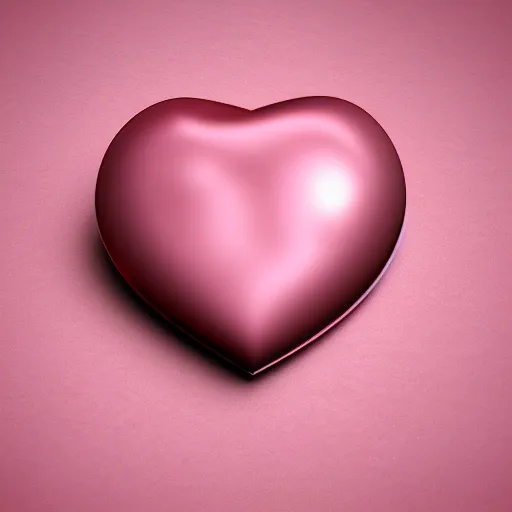 Image similar to highly detail 3 d rendered pink ❤ heart form metal piece