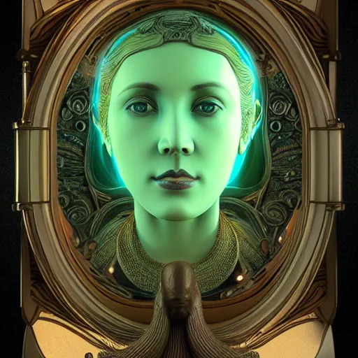 Image similar to artnouveau 4 d realistic unknown alien civilization goddesses portrait detailed 8 k