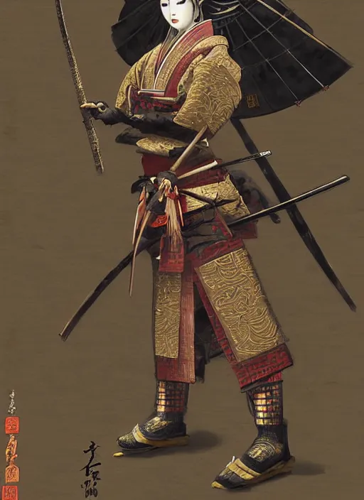 Prompt: a japanese oil painting of a beautiful samurai woman posing with a samurai sword with a diffuse pagoda in background, very aesthetic, detailed face, in the style of, greg rutkowski, boris vallejo, neal hanson, frank frazetta, goddess of war, epic fantasy character art, samurai armor, high fantasy, full length, exquisite detail low angle, masterpiece, cinematic