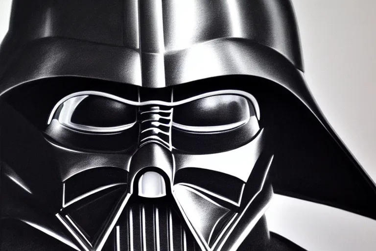 Prompt: darth vader helmet close up, pencil drawing, chiaroscuro, high detail, perfect artwork, clean lines