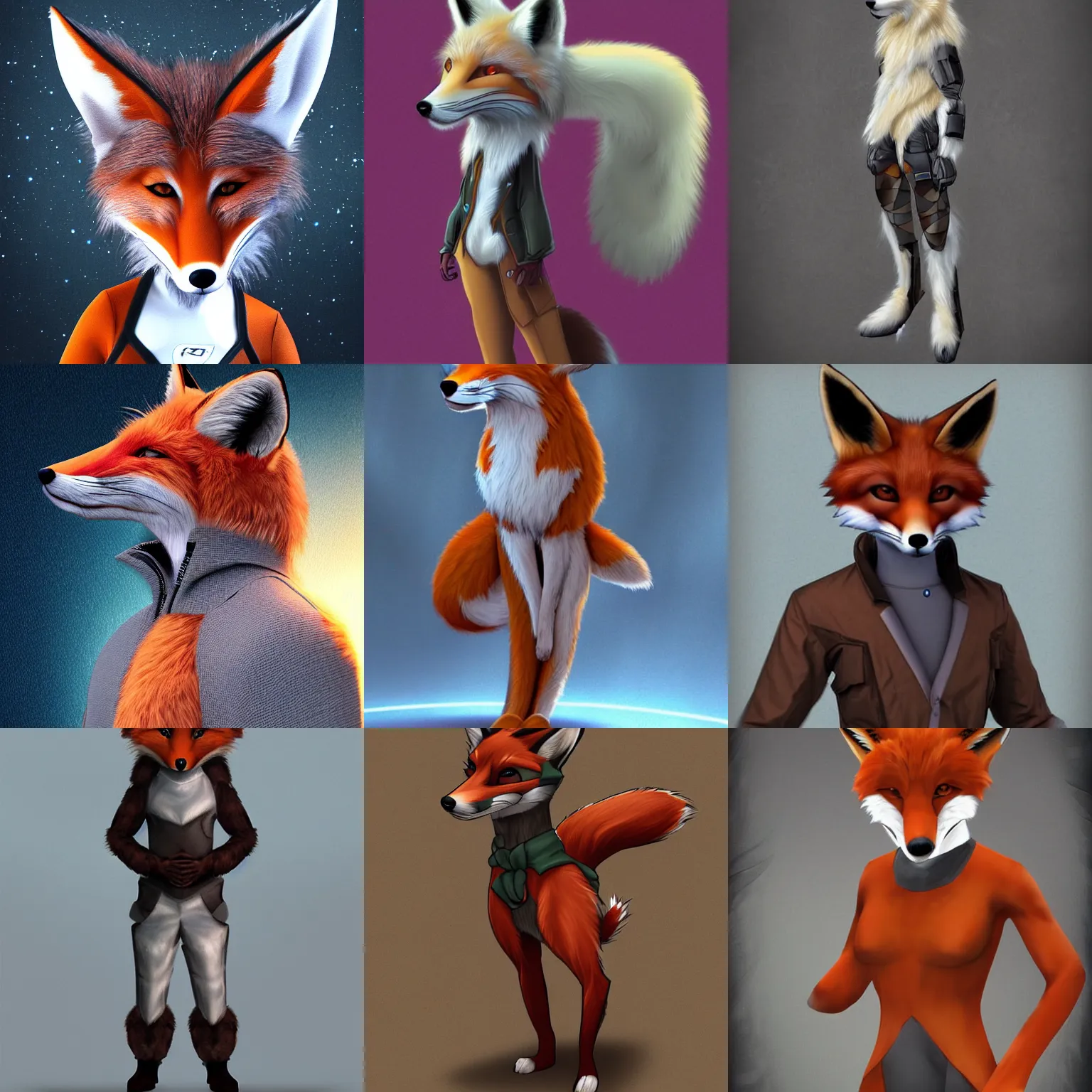 Prompt: realistic furry anthro fox art wearing futuristic clothing