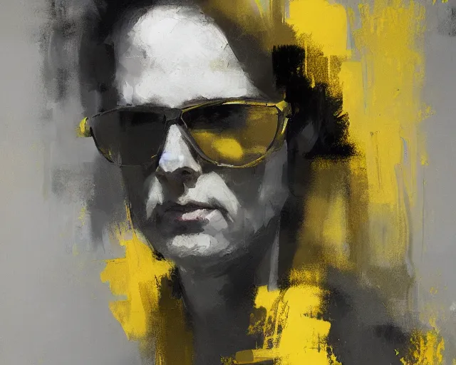 Prompt: portrait of beavis in shades of grey but with yellow by jeremy mann